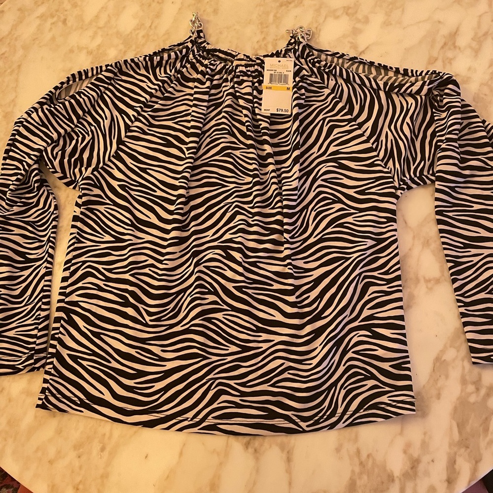 NWT Michael Kors Zebra Print Top size M